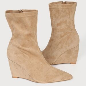 Lulu's SAXTON Suede Wedge sock Boot